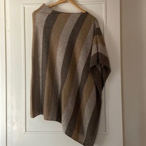 Cashmere Blend Striped Sweater Poncho